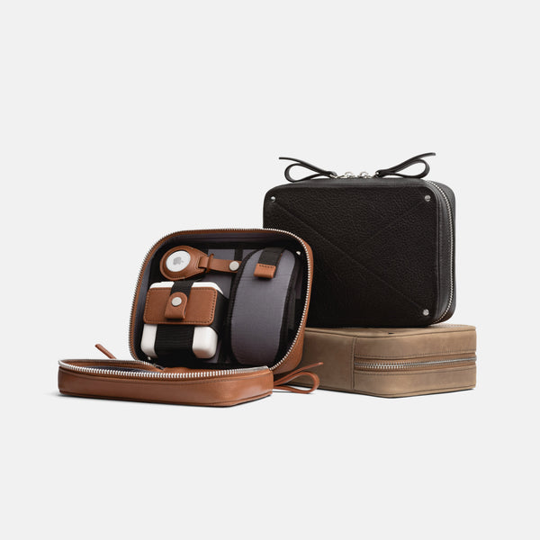 Leather Travel Tech Cord Organizer